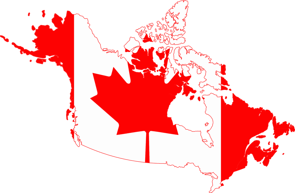 Flag map of Greater Canada